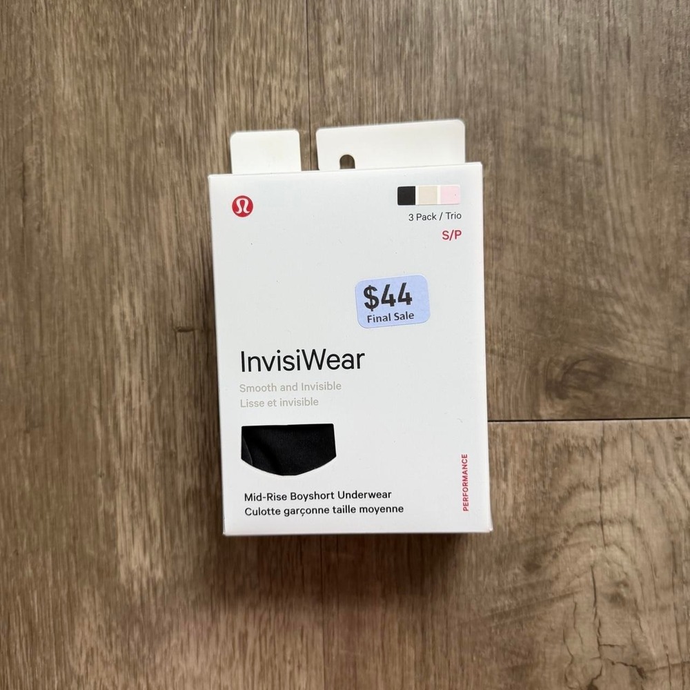 Lululemon InvisiWear Mid-Rise Boyshort Underwear 3 Pack Black Pink Nude Small